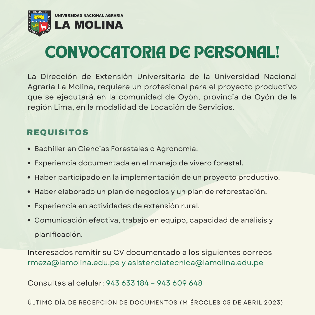 Convocatoria de personal: Ingeniero Forestal o Agrónomo – Provincia de Oyón